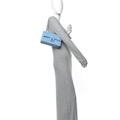 Chanel Caviar Quilted Small Double Flap Light Blue 2 of 10