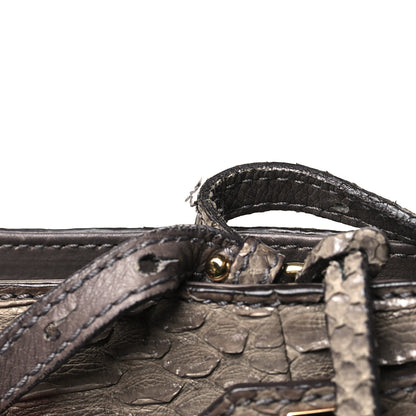 Salvatore Ferragamo Snakeskin Gancio Satchel Clutch 11 of 12