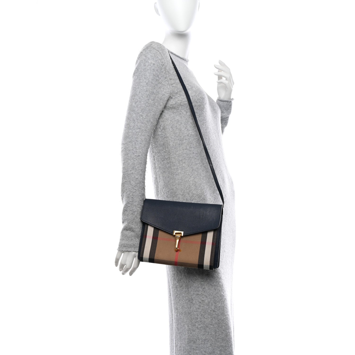 Burberry Derby Calfskin House Check Small Macken Crossbody Bag Ink Blue 2 of 11
