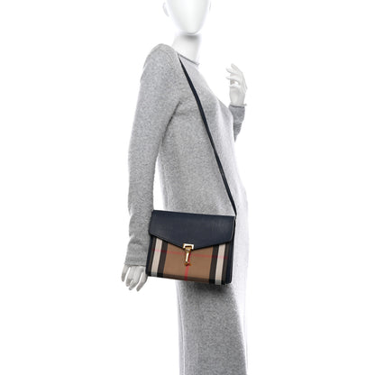 Burberry Derby Calfskin House Check Small Macken Crossbody Bag Ink Blue 2 of 11