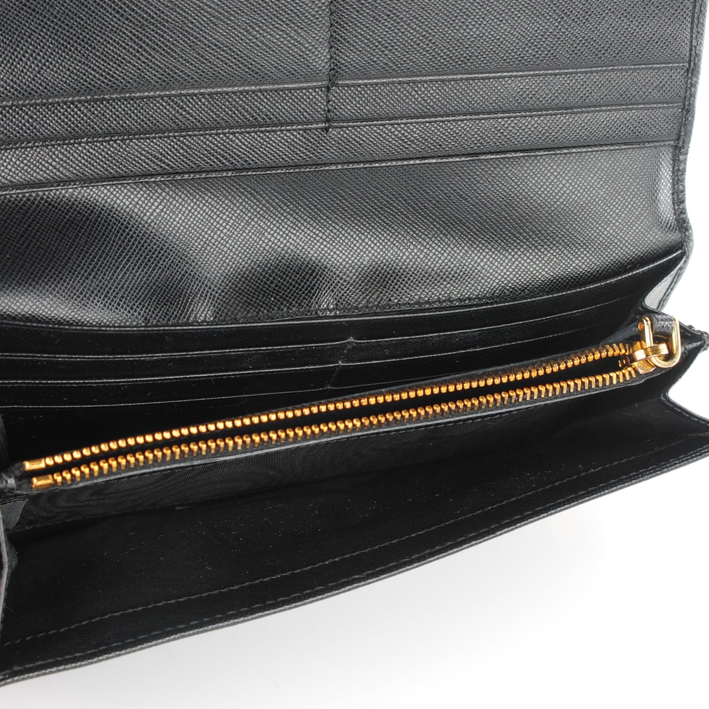 Saffiano Triangle Continental Flap Wallet Black