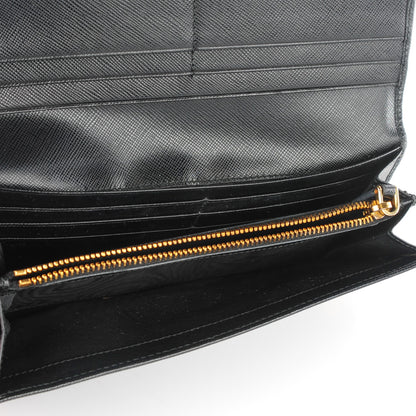 Prada Saffiano Triangle Continental Flap Wallet Black 8 of 8