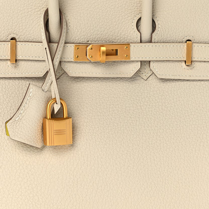 Hermes Togo Horseshoe Birkin 25 Craie Lime 8 of 13