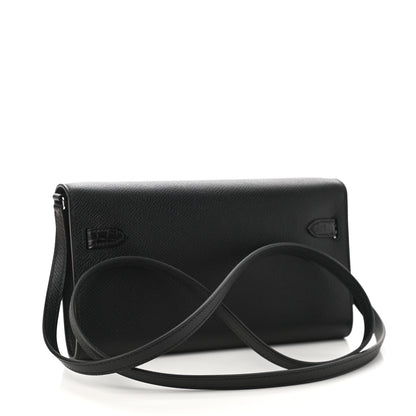 Hermes Epsom Matte Alligator Touch Kelly Wallet To Go Black 2 of 8