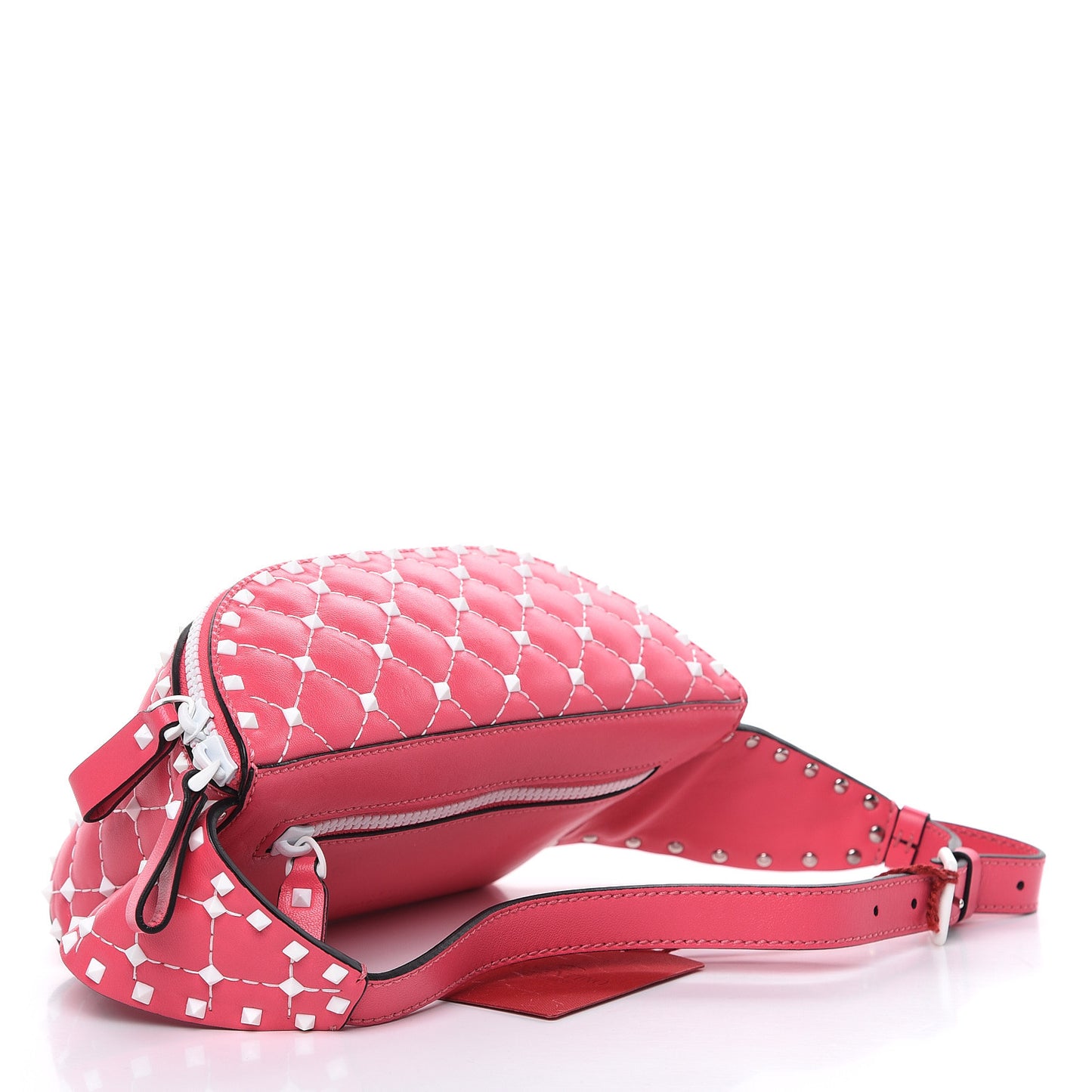 Lambskin Free Rockstud Spike Belt Bag Shadow Pink