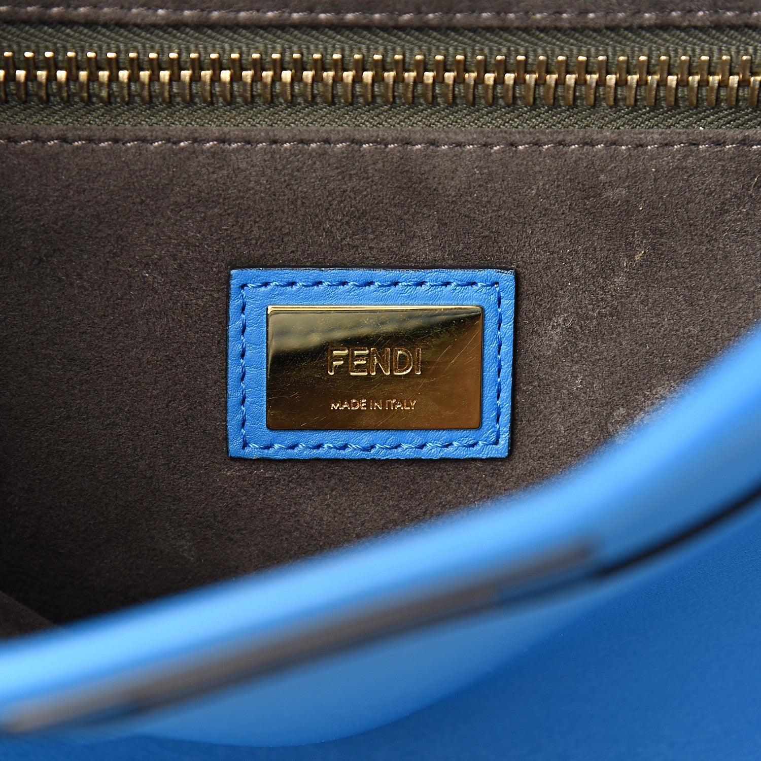 Fendi Vitello Seta Medium Peekaboo Iconic Satchel Blue Royal 5 of 10