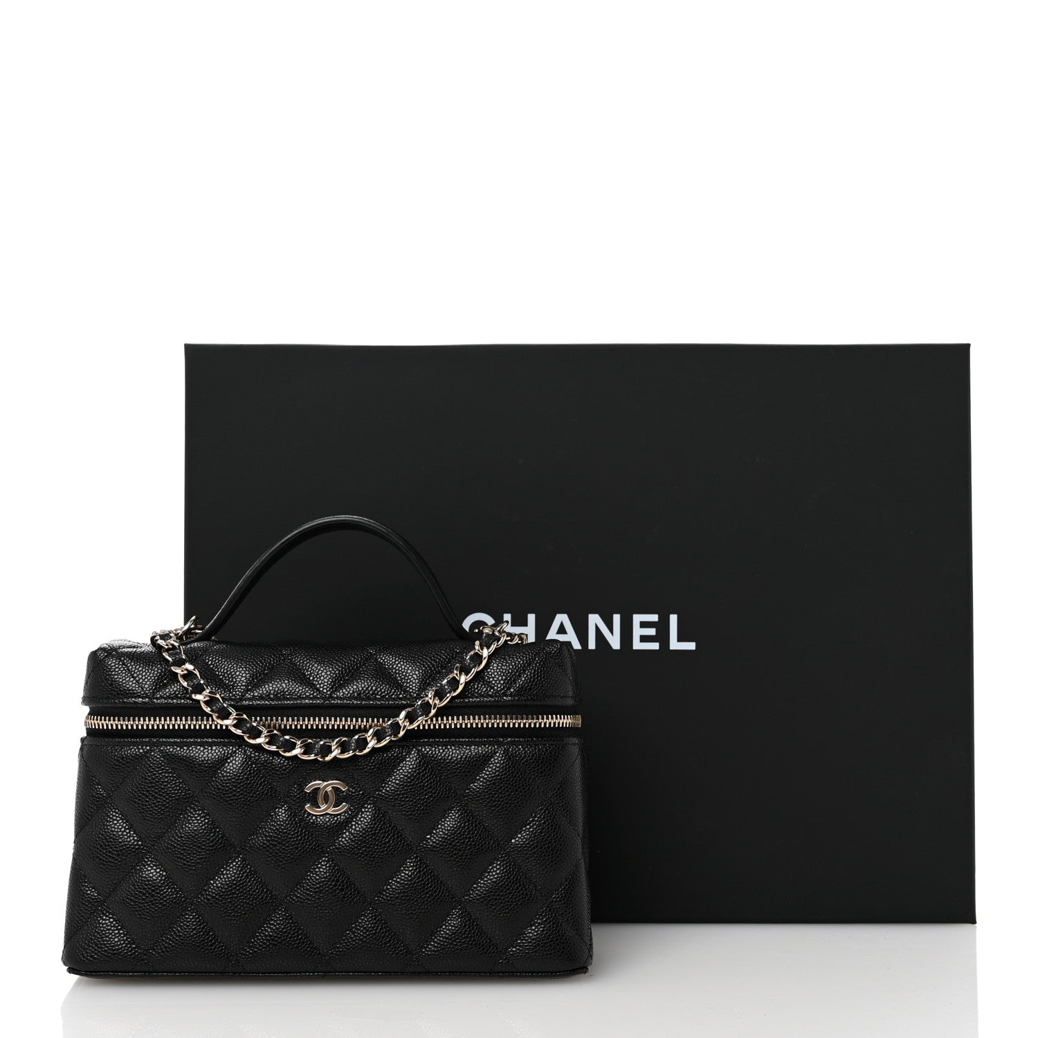 Chanel Caviar Quilted Top Handle Slim Vanity With Chain Black 11 of 11