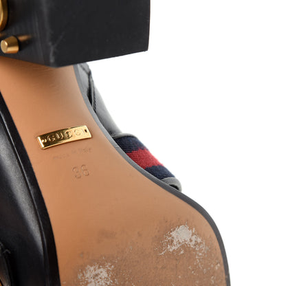Gucci Betis Glamour Calfskin Web Pearl Embellished Peyton 75mm Ankle Boots 36 Black 9 of 11