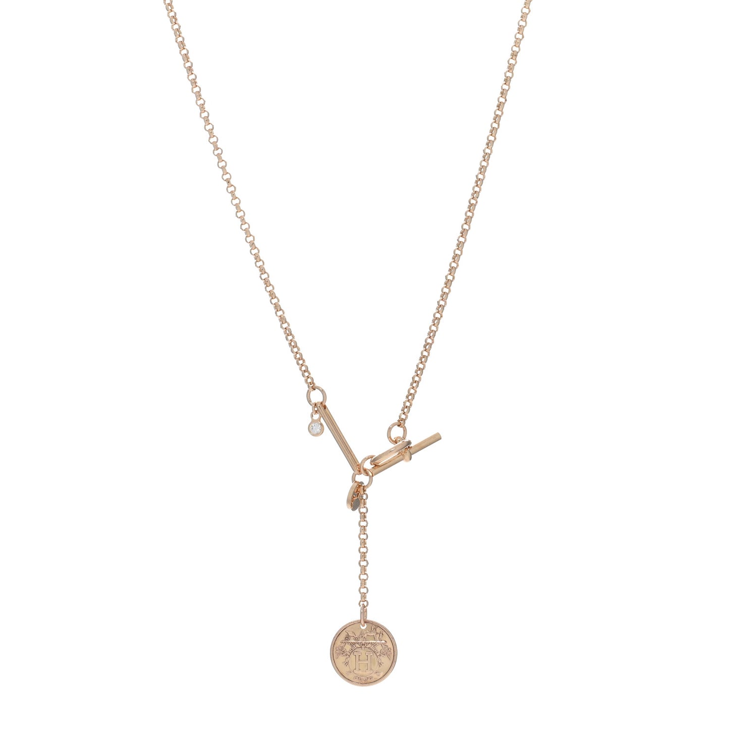 18K Rose Gold Diamond PM Ex-Libris Pendant Necklace