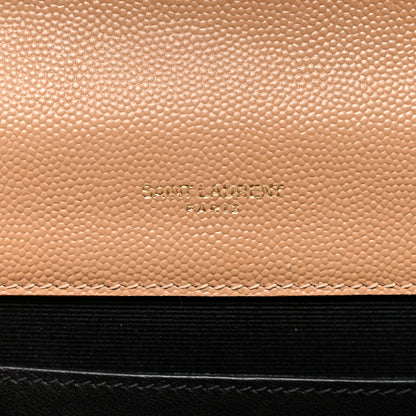 Saint Laurent Grain De Poudre Textured Mixed Matelasse Medium Triquilt Monogram Satchel Dark Cork 7 of 11