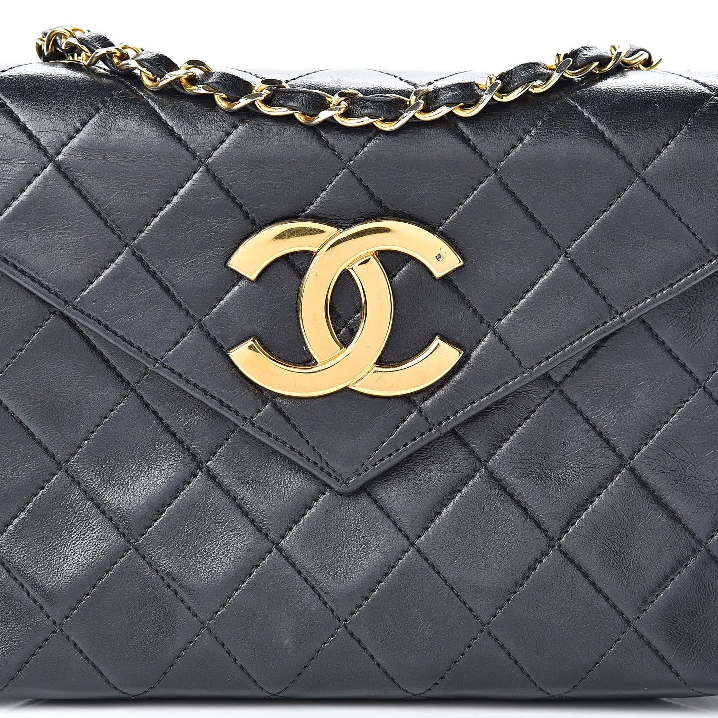 Lambskin Quilted Small Single Flap Navy