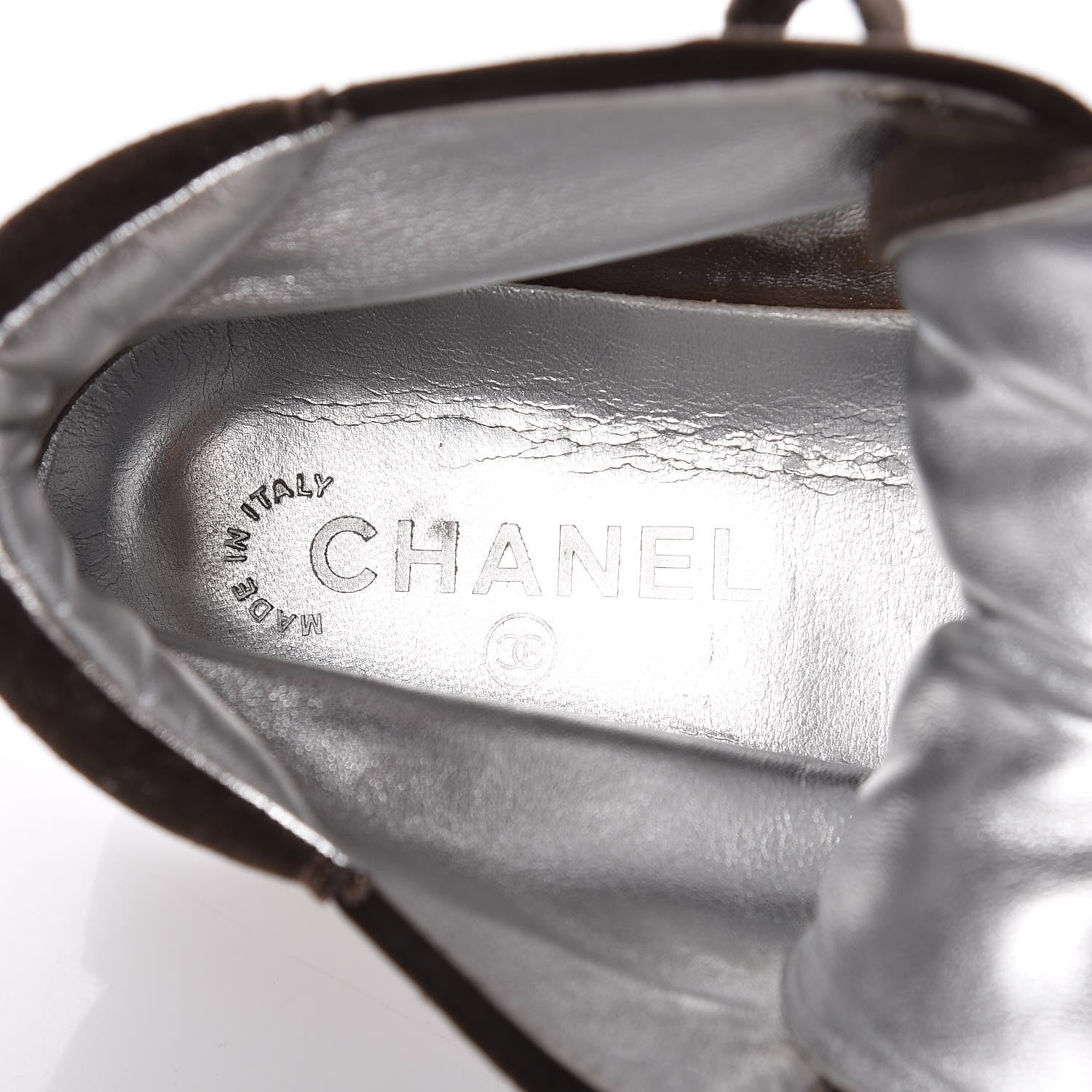 Chanel Suede Perforated Lace Up Short Boots 41 Dark Brown 8 of 10