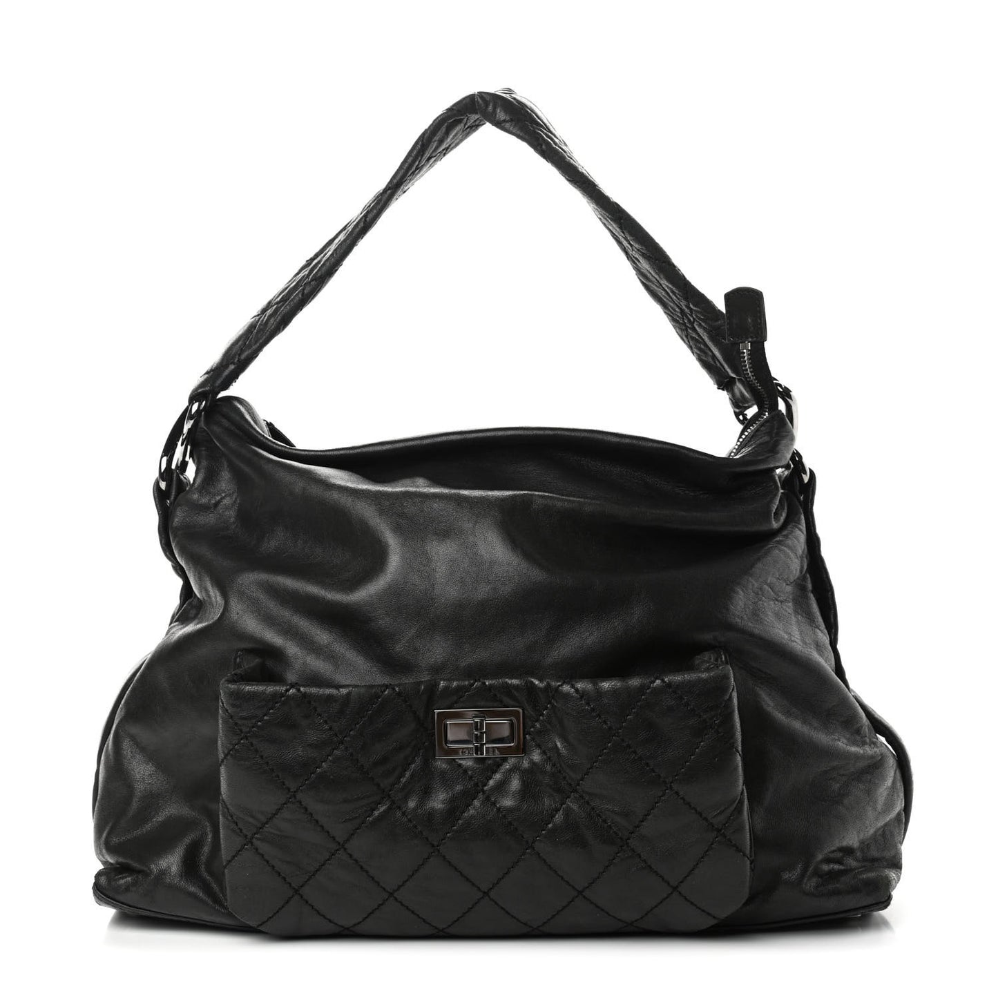 Lambskin Quilted Mademoiselle Hobo Black