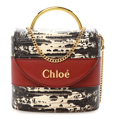 Chloe Calfskin Lizard Embossed Small Aby Lock Sepia Brown 1 of 9