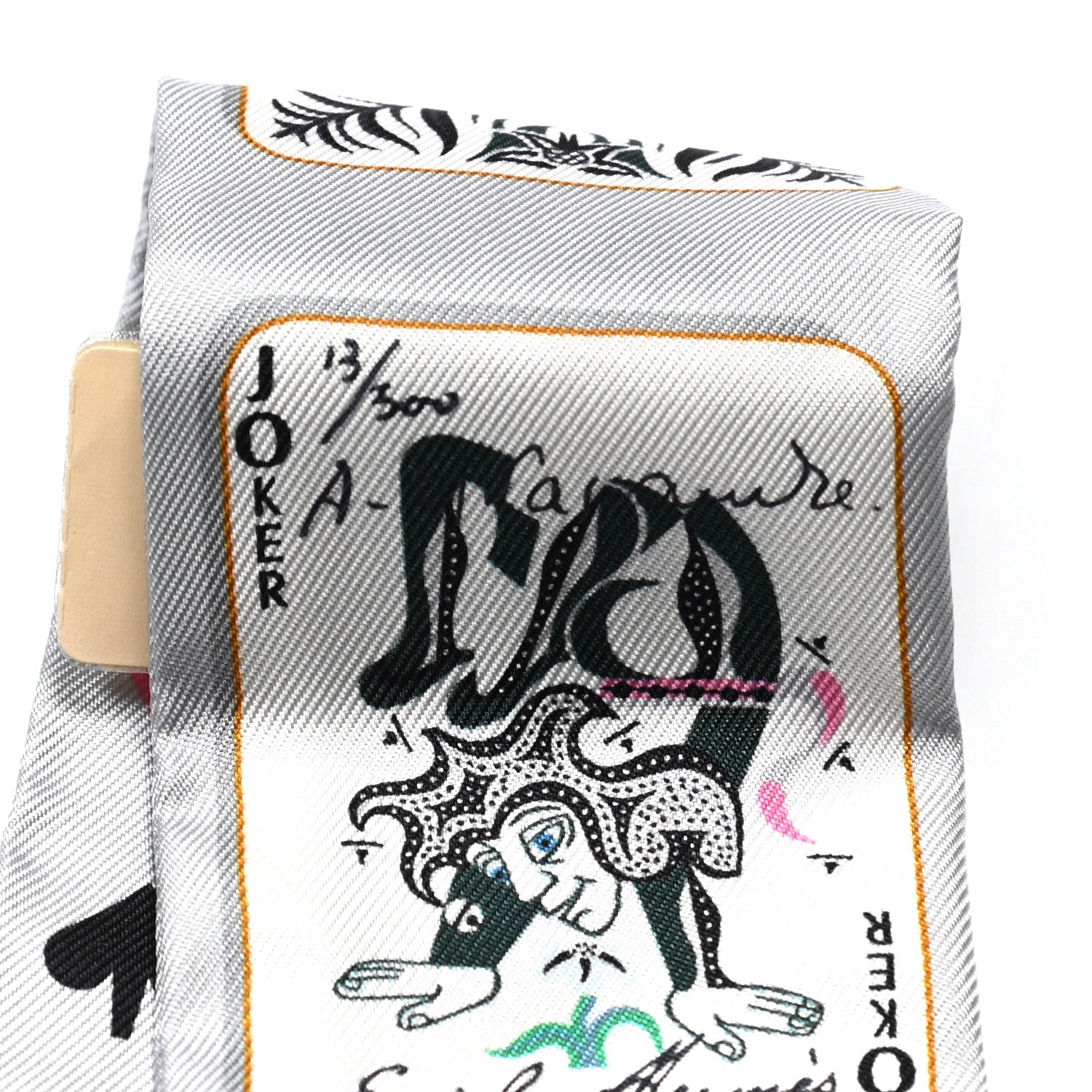 Hermes Silk Jeu de Cartes Twilly Gris Perle Rose Black 4 of 5