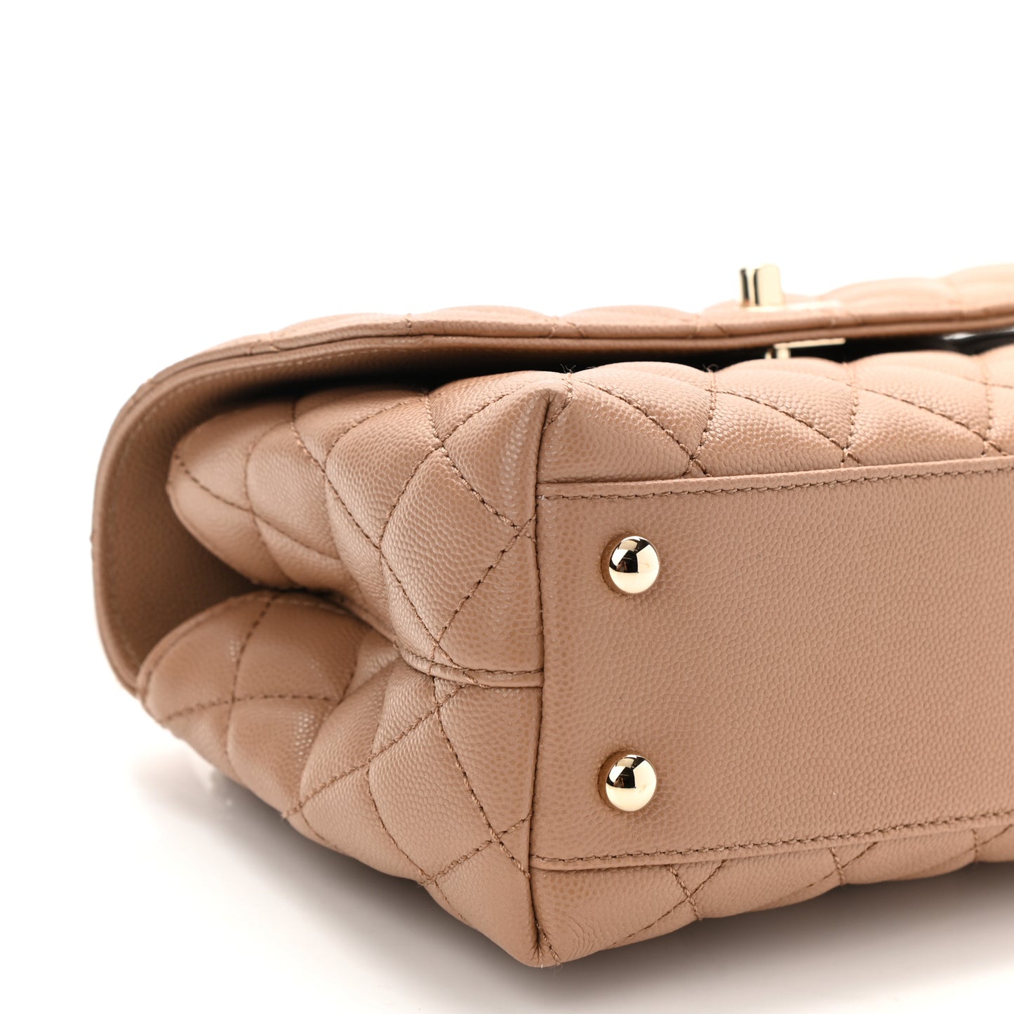 Caviar Quilted Mini Coco Handle Flap Beige