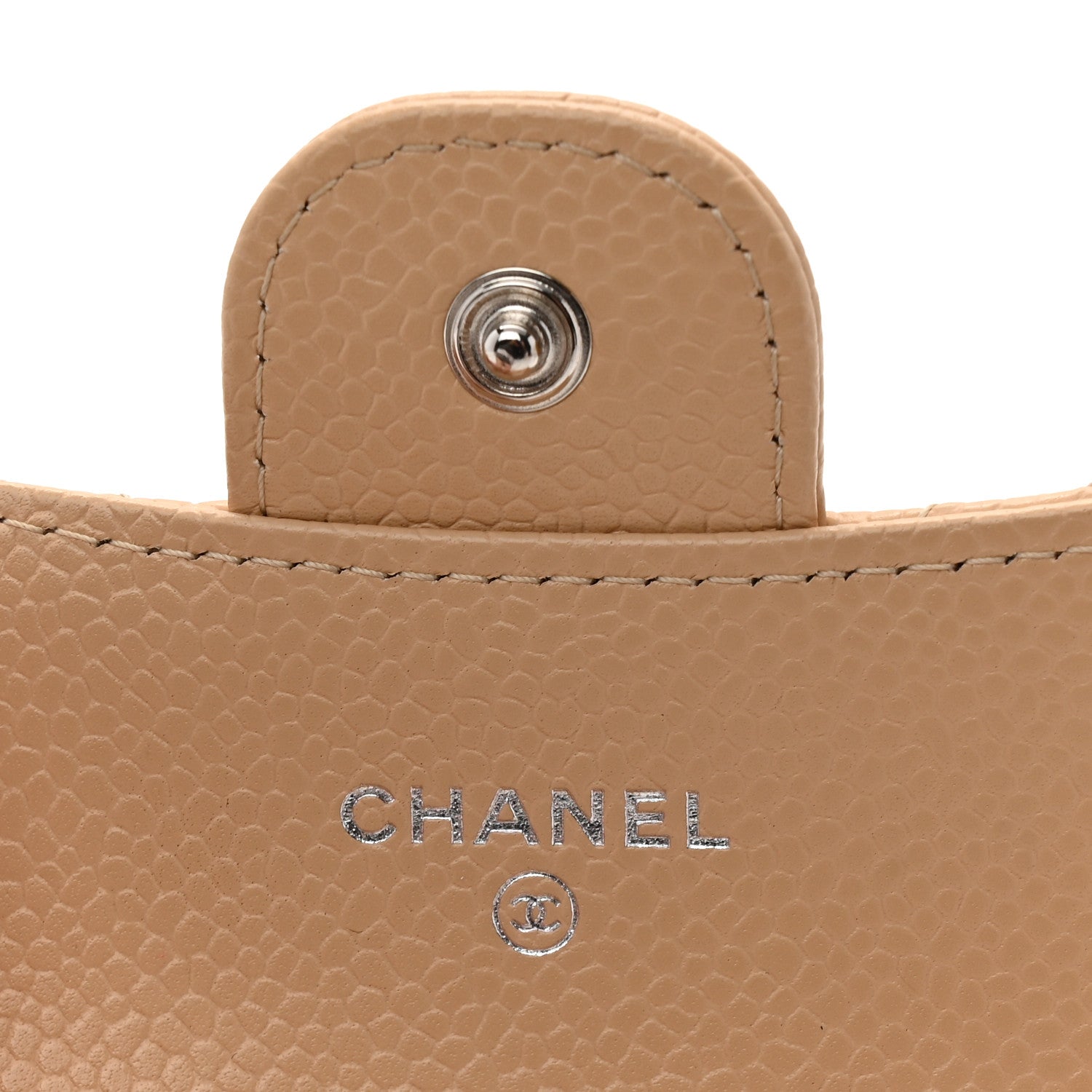 Chanel Caviar Quilted Flap Card Holder Wallet Beige 6 of 9