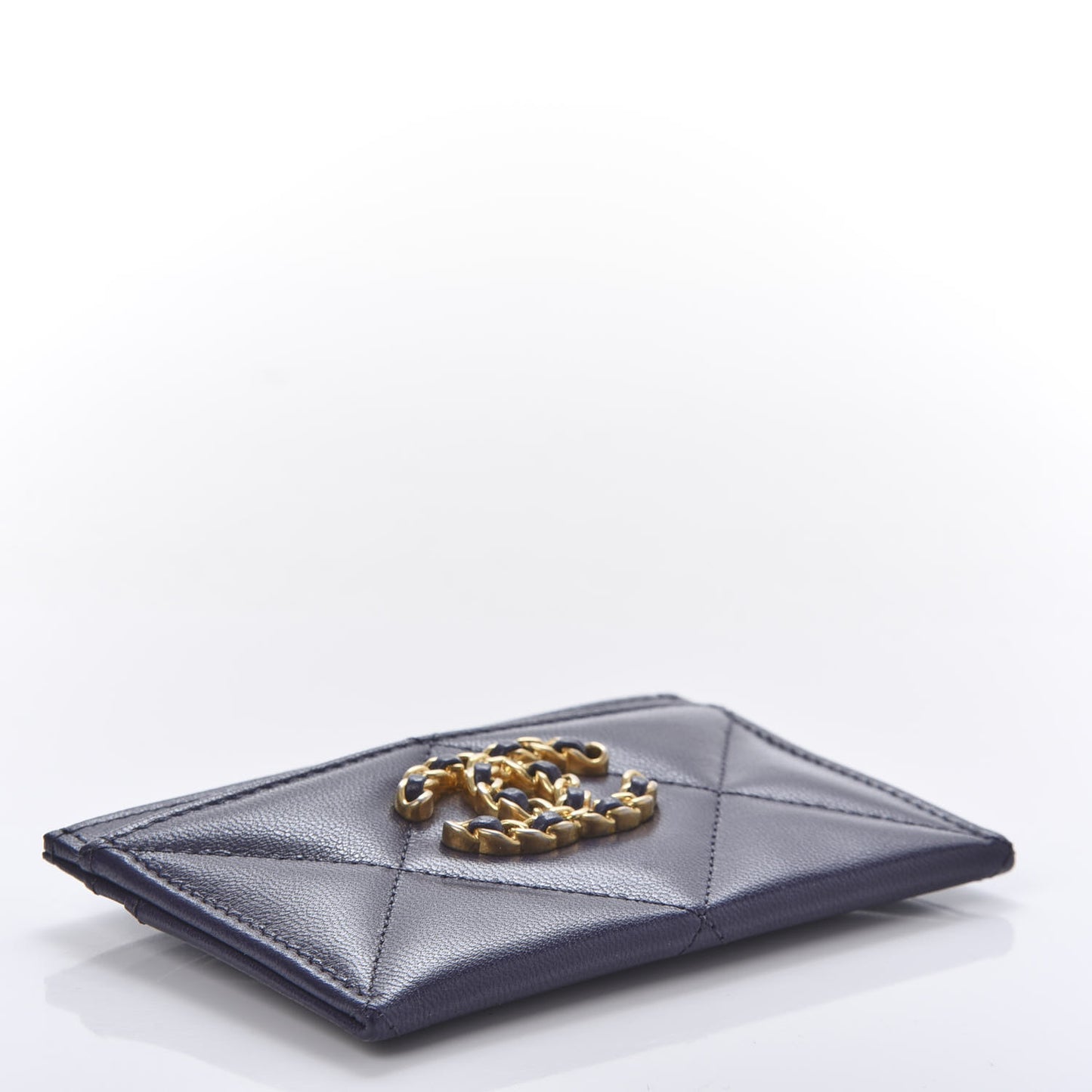 Shiny Goatskin Quilted 19 Card Holder Purple