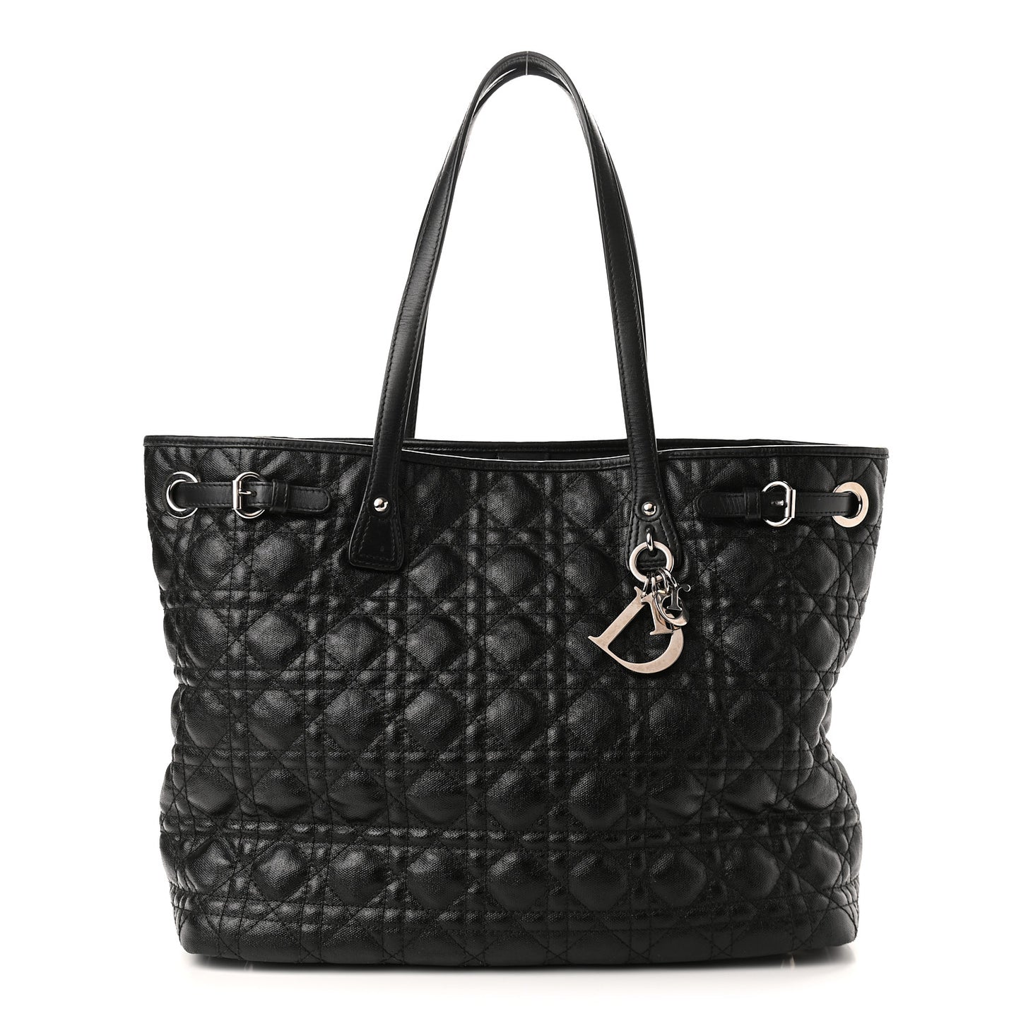 Coated Canvas Cannage Medium Panarea Tote Black