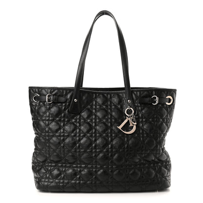 Christian Dior Coated Canvas Cannage Medium Panarea Tote Black 1 of 9