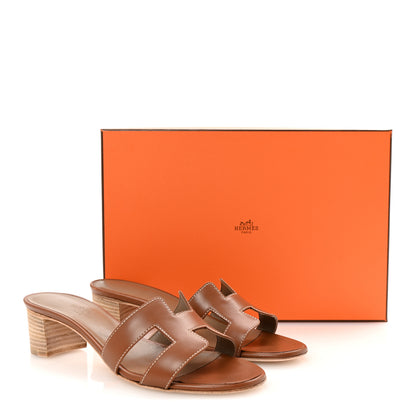 Hermes Calfskin Oasis Sandals 37.5 Gold 10 of 10