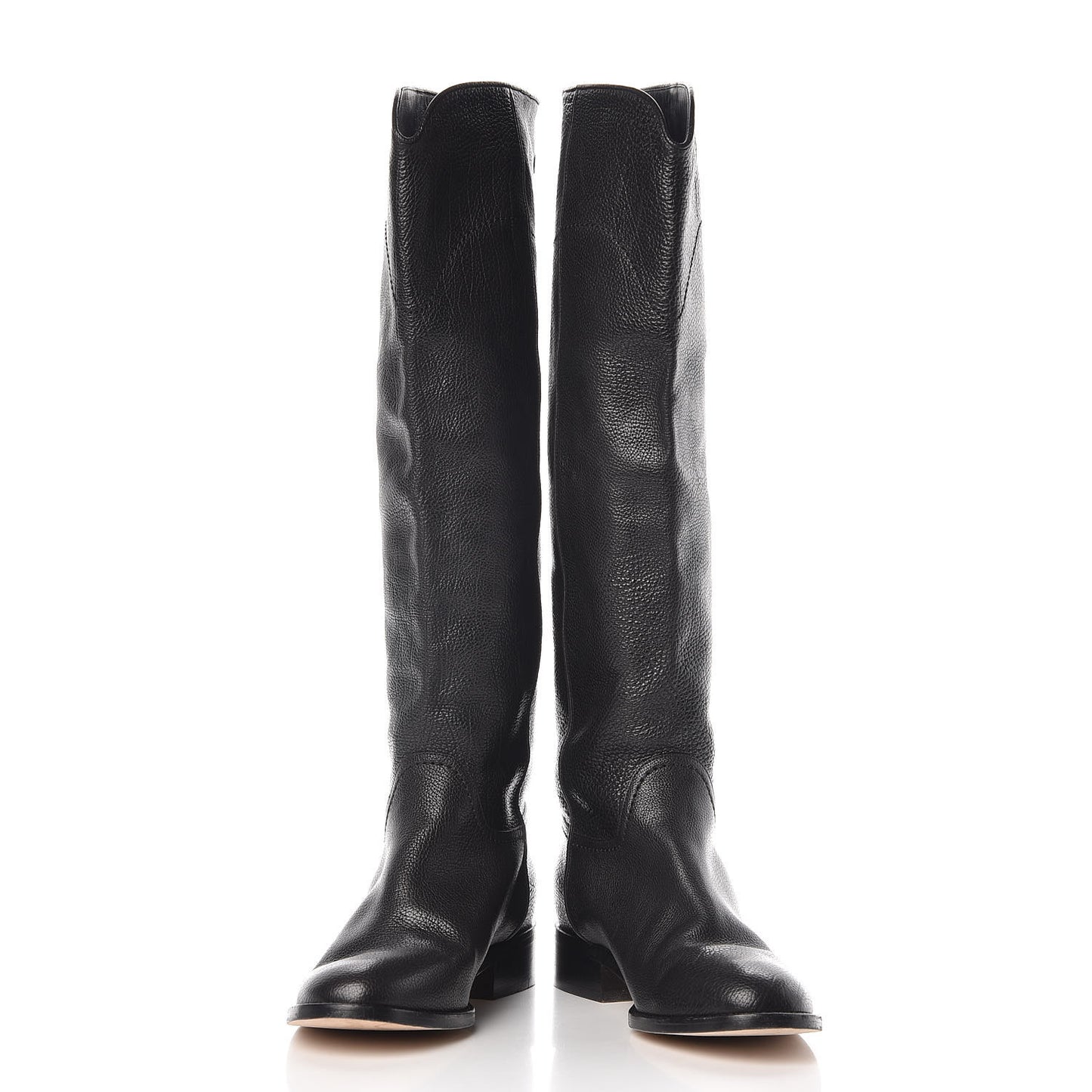 Calfskin Ascot Knee High CC Boots 37.5 Black