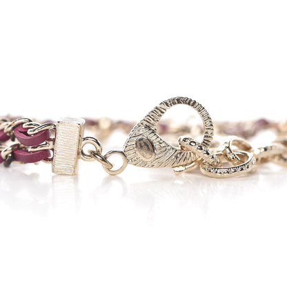 Chanel Metal Lambskin CC Chain Link Bracelet Burgundy 4 of 5