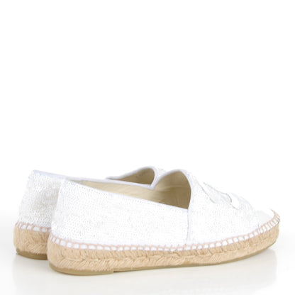 Chanel Patent Sequin CC Espadrilles 38 White 4 of 9