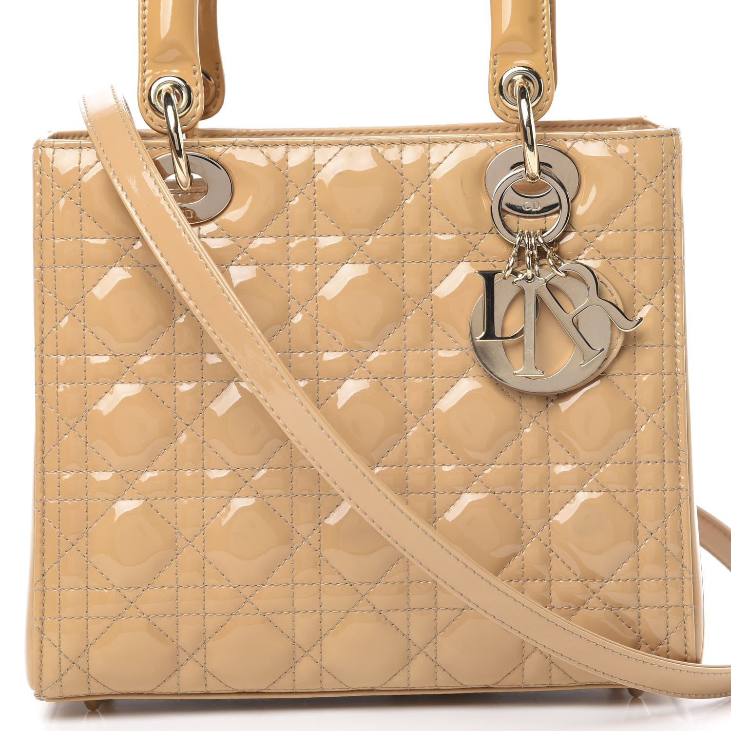 Christian Dior Patent Cannage Medium Lady Dior Beige 7 of 9