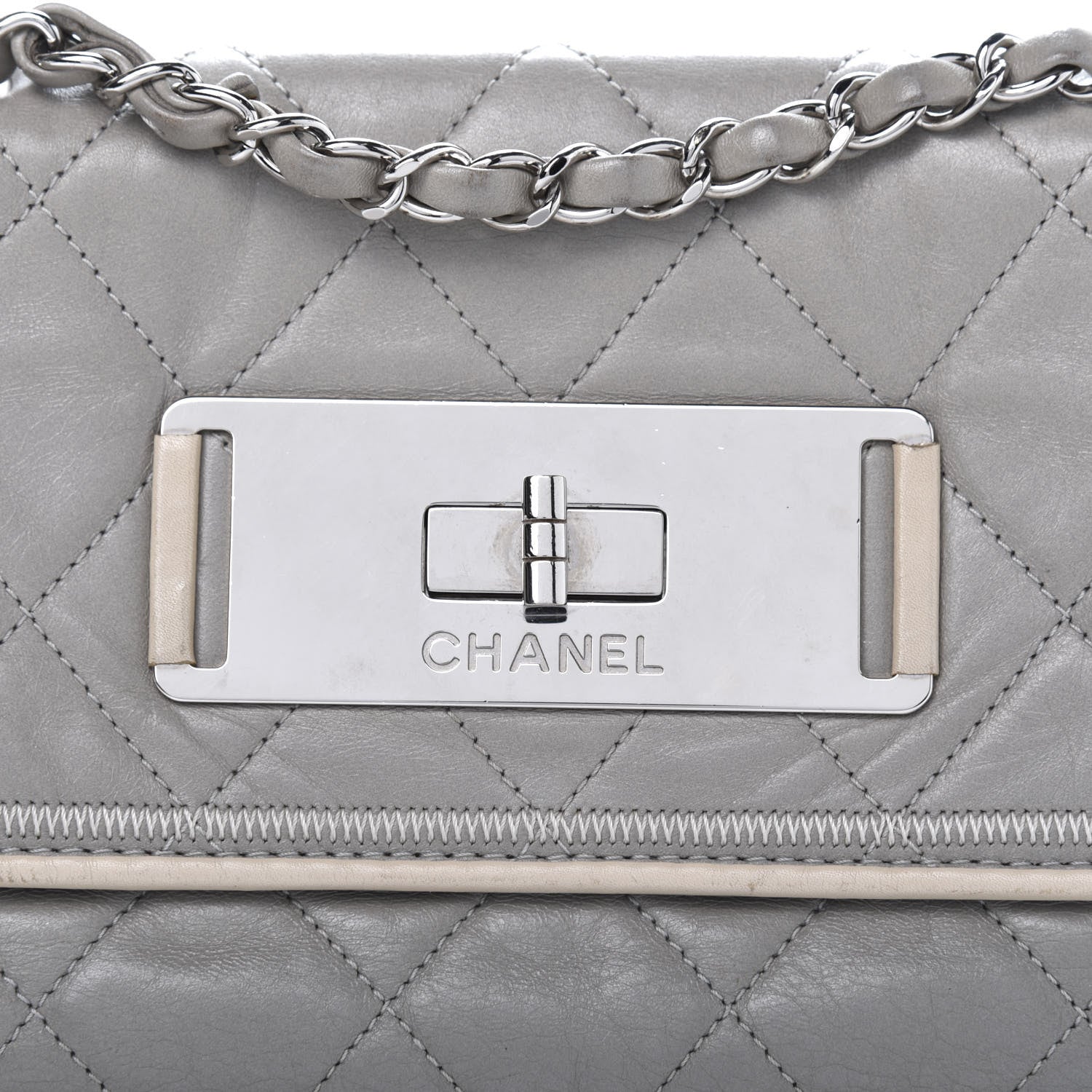 Chanel Lambskin East West Mademoiselle Flap Grey 10 of 10