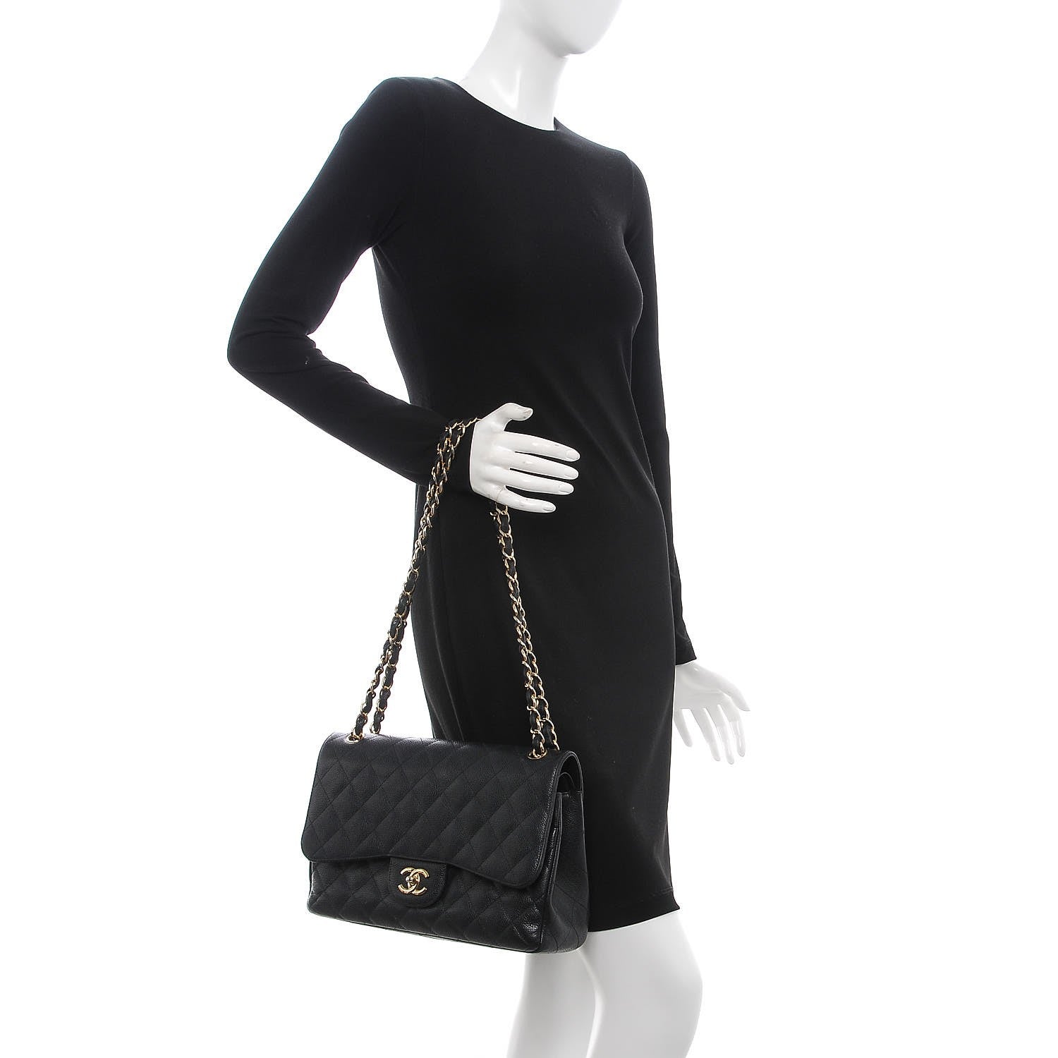 Chanel Caviar Quilted Jumbo Double Flap Black 2 of 22