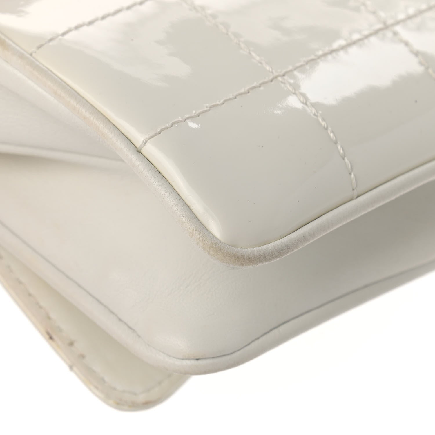 Chanel Patent Square Stitched CC Flap Clutch White 9 of 16