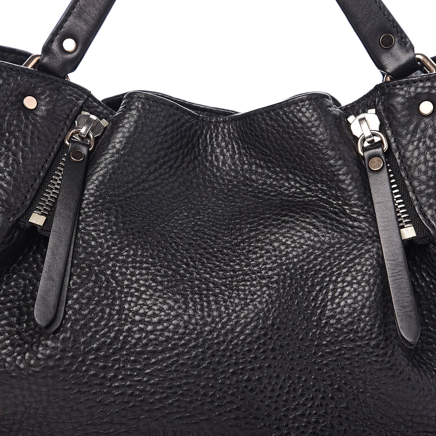 Burberry Grainy Calfskin House Check Small Maidstone Black 6 of 8
