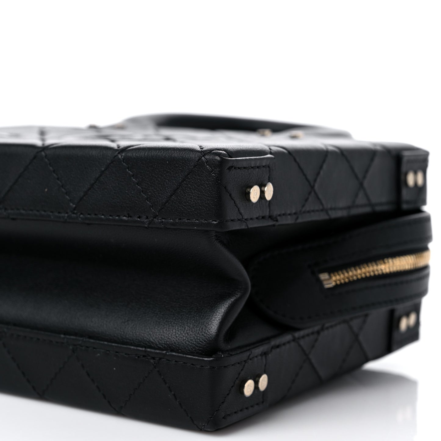 Calfskin Quilted Studded Square Vanity Case Black