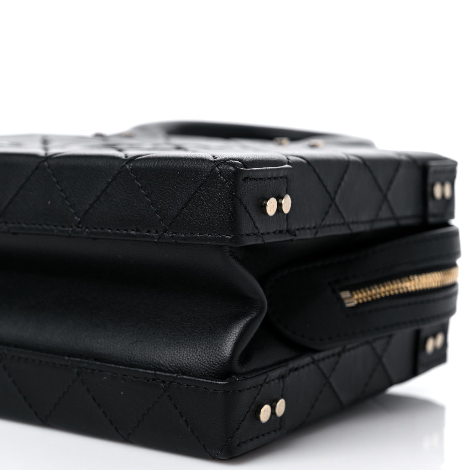 Chanel Calfskin Quilted Studded Square Vanity Case Black 9 of 10