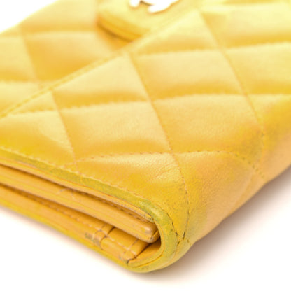 Chanel Lambskin Quilted Large Flap Wallet Yellow 17 of 23