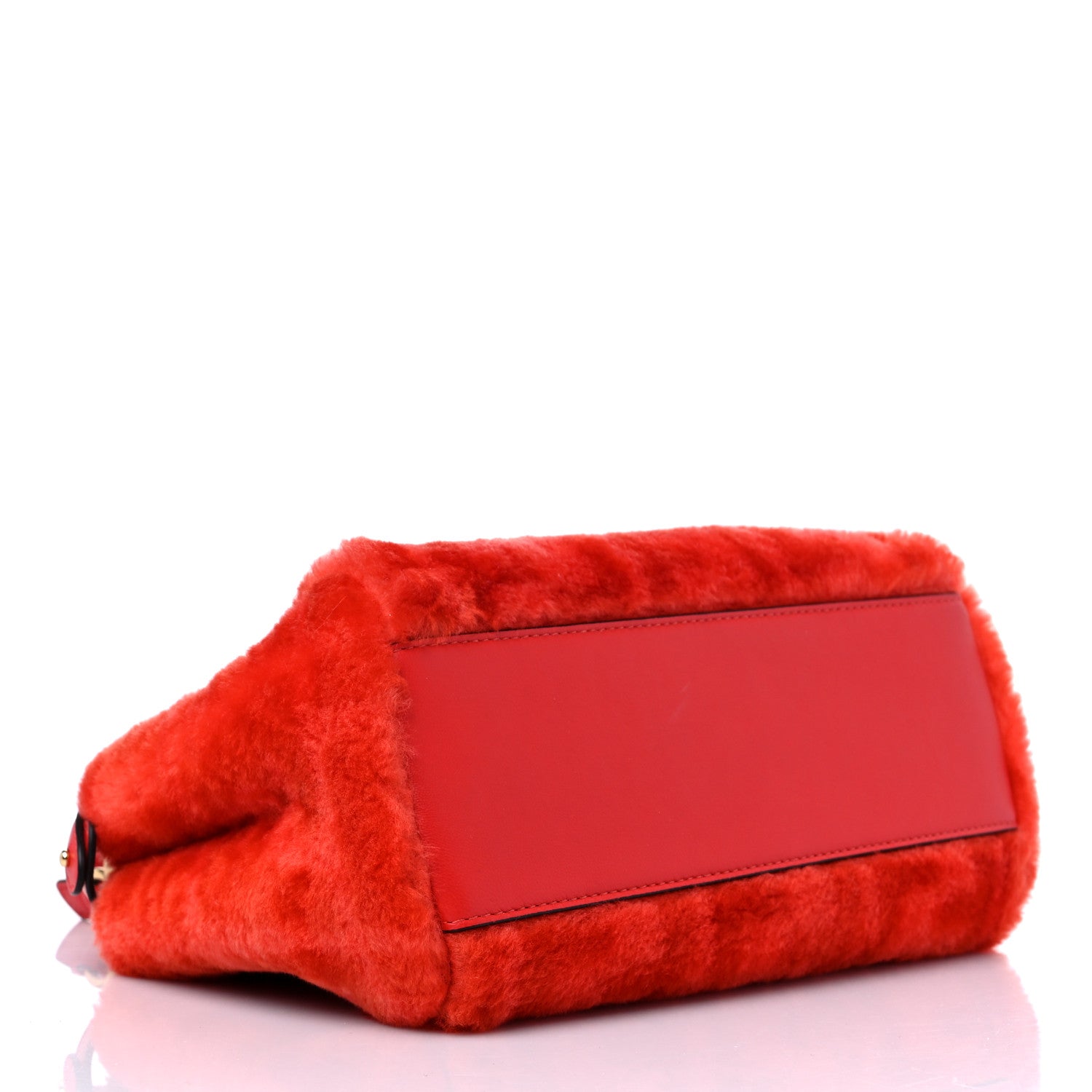 Fendi Shearling Nappa Macro FF 1974 Mini Peekaboo Iconic Satchel Tulipano Georgia Poppy 4 of 9