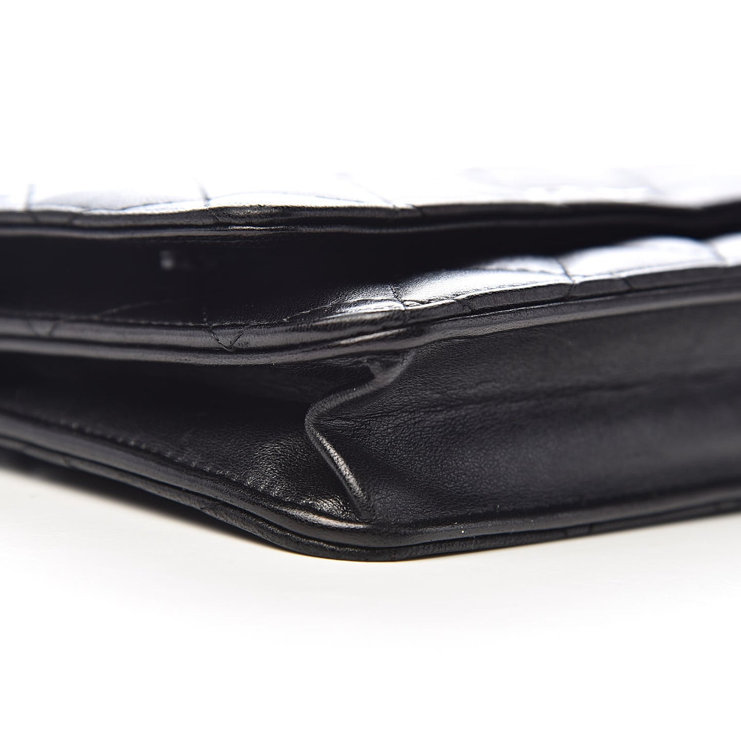 Lambskin Quilted Wallet On Chain WOC Black