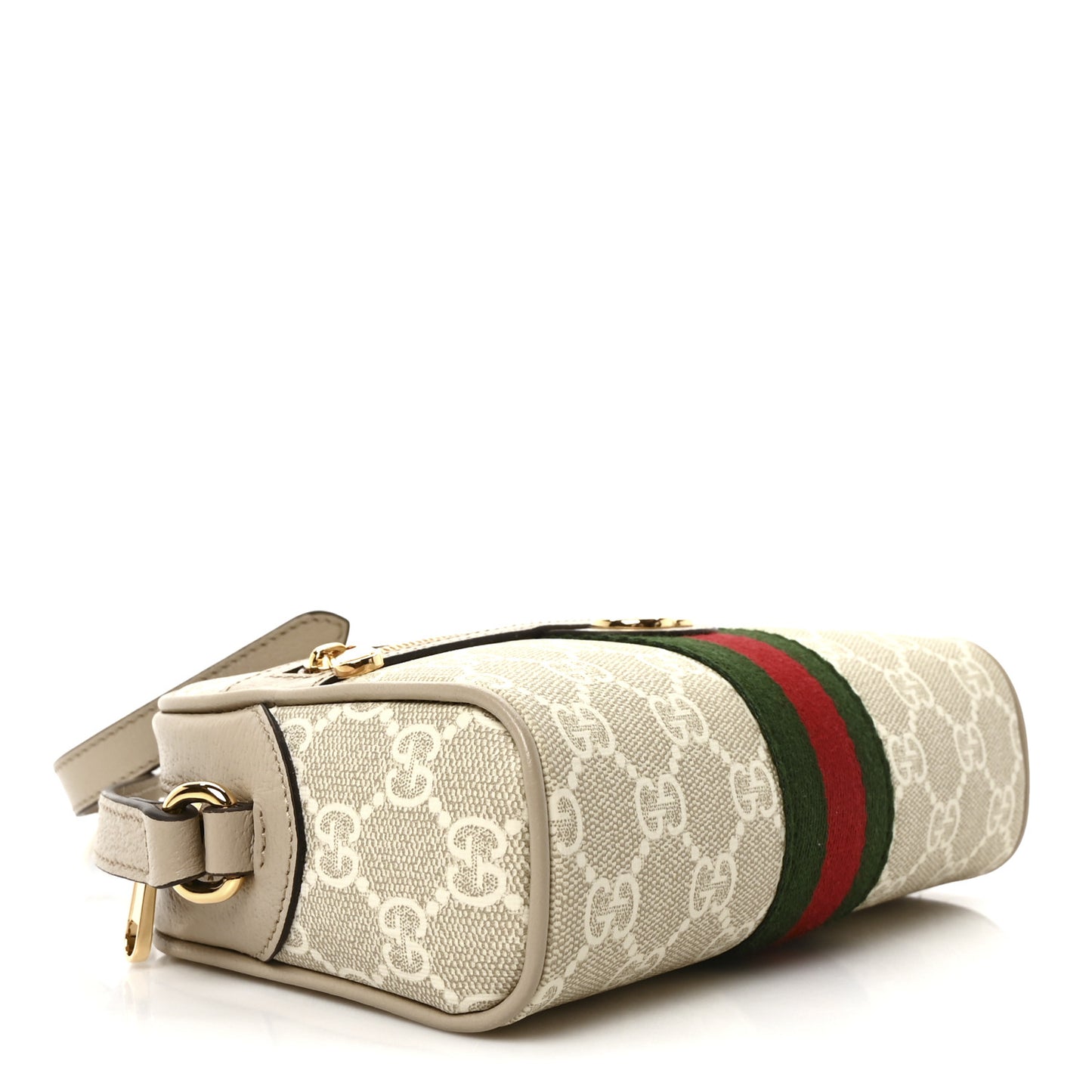 GG Supreme Monogram Textured Dollar Calfskin Mini Ophidia Shoulder Bag Beige Mystic White Oatmeal