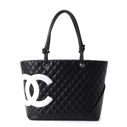 Chanel Calfskin Quilted Large Cambon Tote Black White 1 of 10