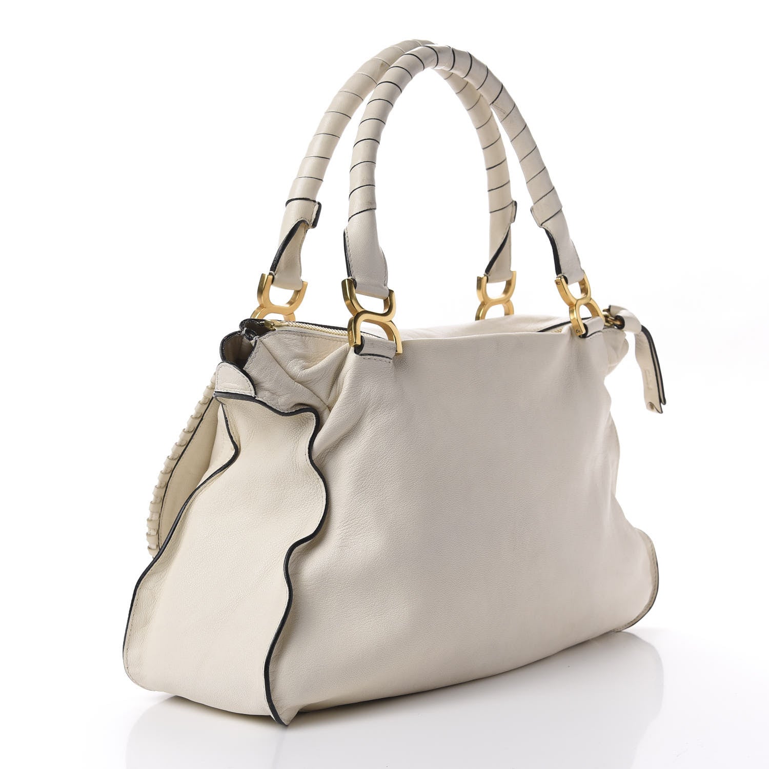 Chloe Calfskin Large Perforated Marcie Satchel Porcelain 3 of 13