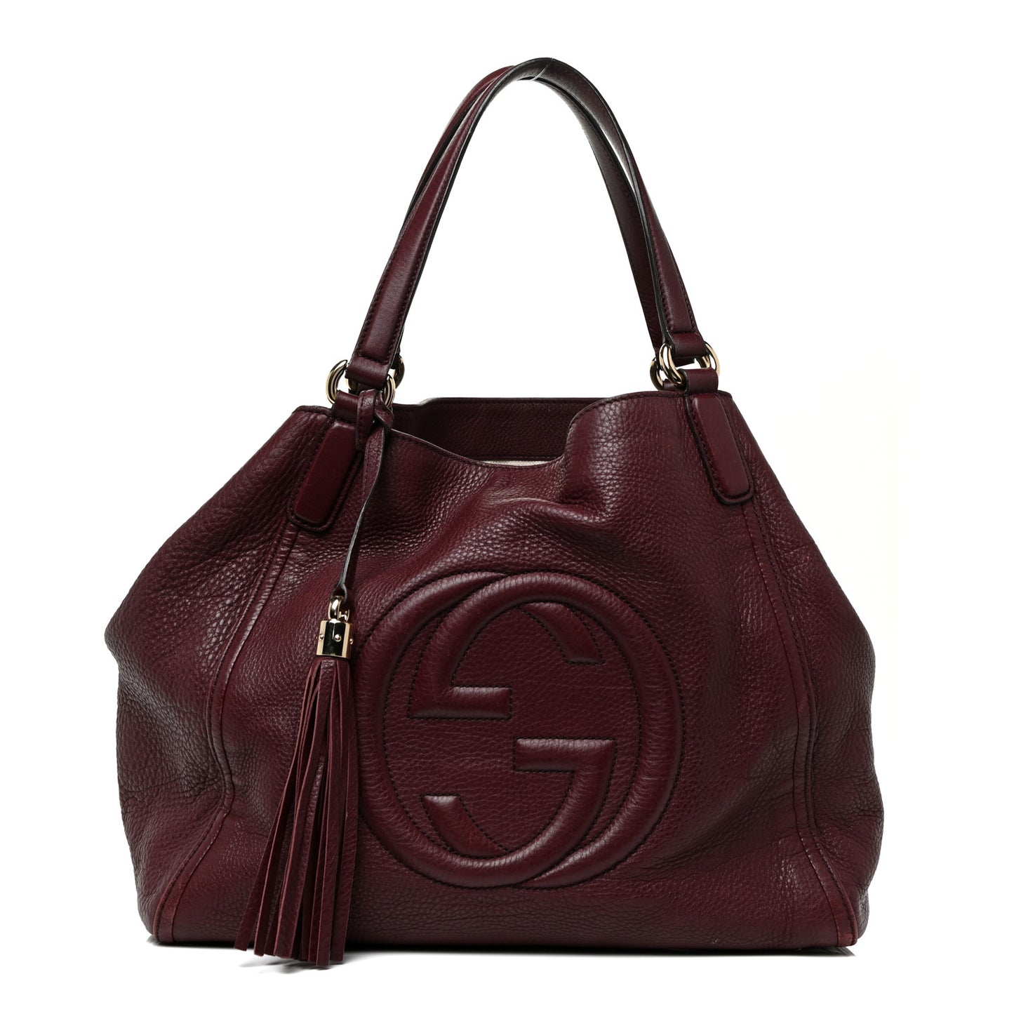 Pebbled Calfskin Medium Soho Shoulder Bag Bordeaux