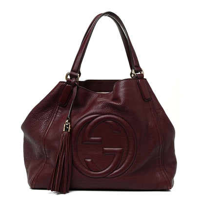 Gucci Pebbled Calfskin Medium Soho Shoulder Bag Bordeaux 1 of 24