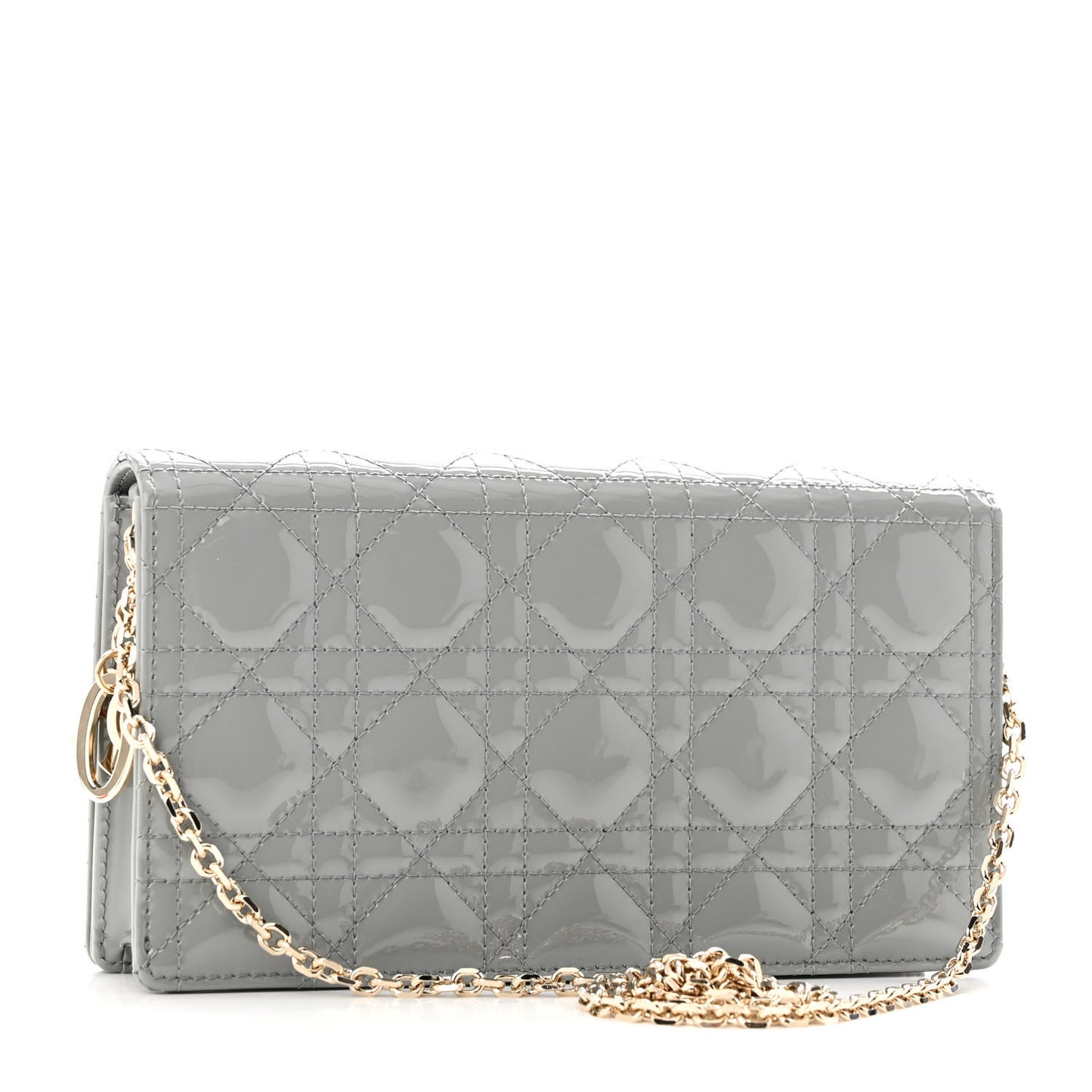 Patent Cannage Lady Dior Convertible Clutch Grey