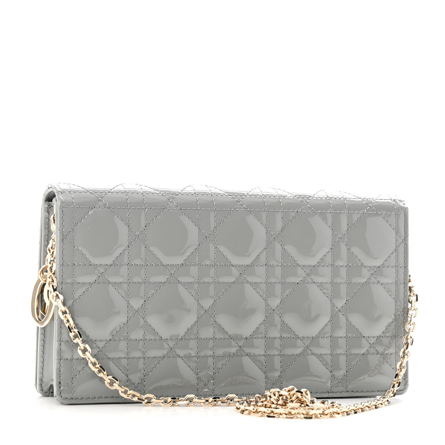 Christian Dior Patent Cannage Lady Dior Convertible Clutch Grey 4 of 11