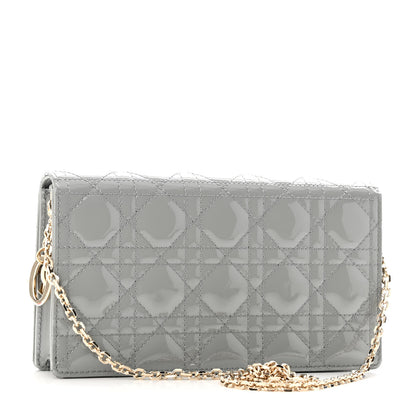 Christian Dior Patent Cannage Lady Dior Convertible Clutch Grey 4 of 11