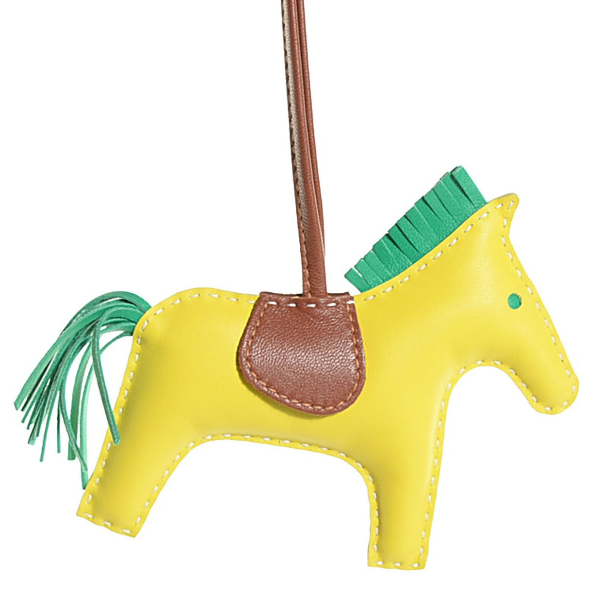 Hermes Milo Lambskin Grigri Rodeo Horse Bag Charm MM Lime Menthe Fauve 3 of 5