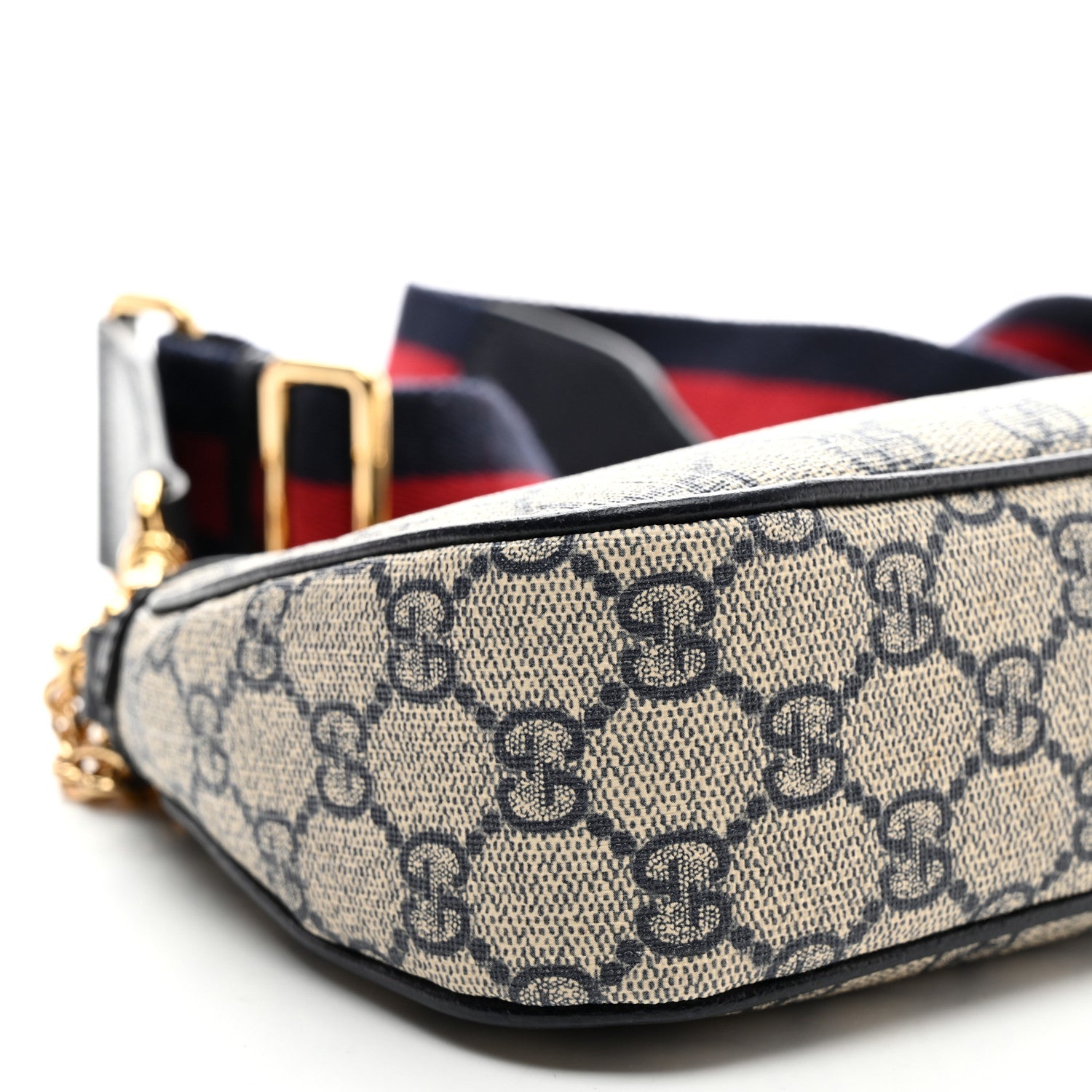 Gucci GG Supreme Monogram Textured Dollar Calfskin Web Small Ophidia GG Handbag Beige Blue 9 of 10