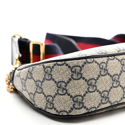 Gucci GG Supreme Monogram Textured Dollar Calfskin Web Small Ophidia GG Handbag Beige Blue 9 of 10