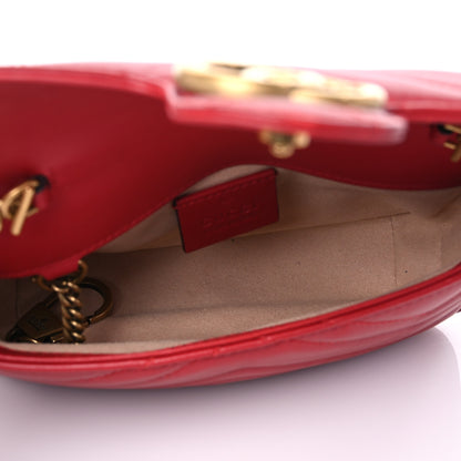 Gucci Calfskin Matelasse Super Mini GG Marmont Shoulder Bag Hibiscus Red 5 of 7